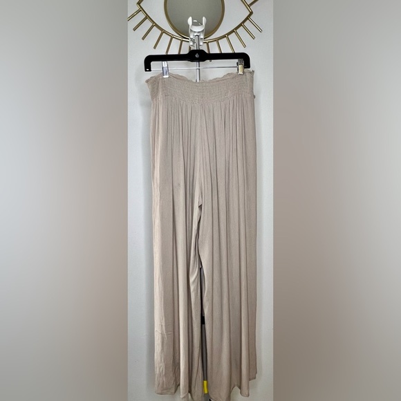 One the Land boho summer long wide leg crepe fabric pants vacation large - Picture 8 of 11